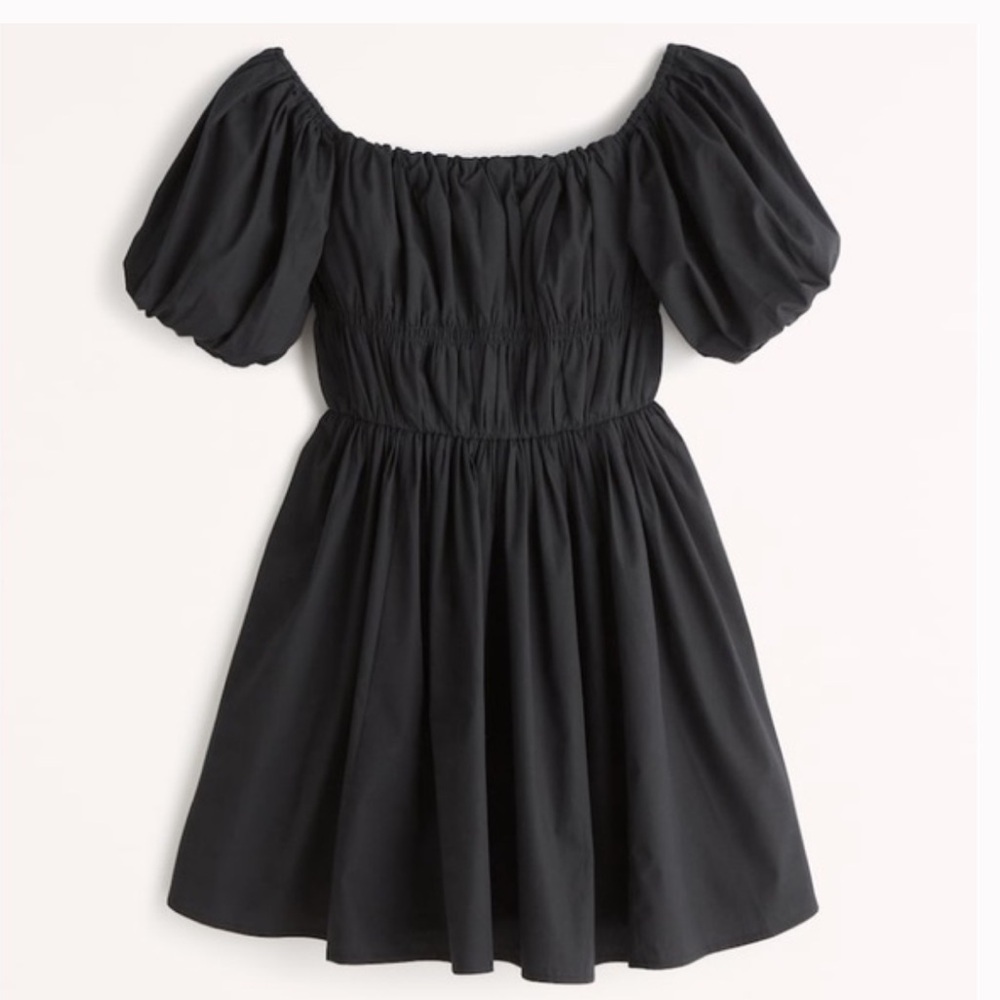 Abercrombie & Fitch Black off shoulder puff sleeve Mini Dress